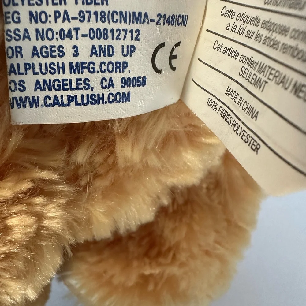 Calplush 2015 Tan Brown Teddy Bear Plush Love Heart Bow Cuddly Stuffed Animal